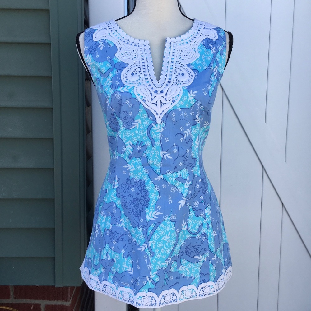 Lilly Pulitzer Blue and White Sleeveless Top